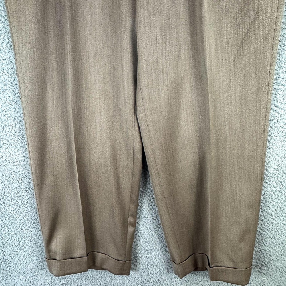 Zanella Bennett Dress Pants Mens 36x26 Brown Wool Pleated Cuffed Italy Office - Picture 2 of 12